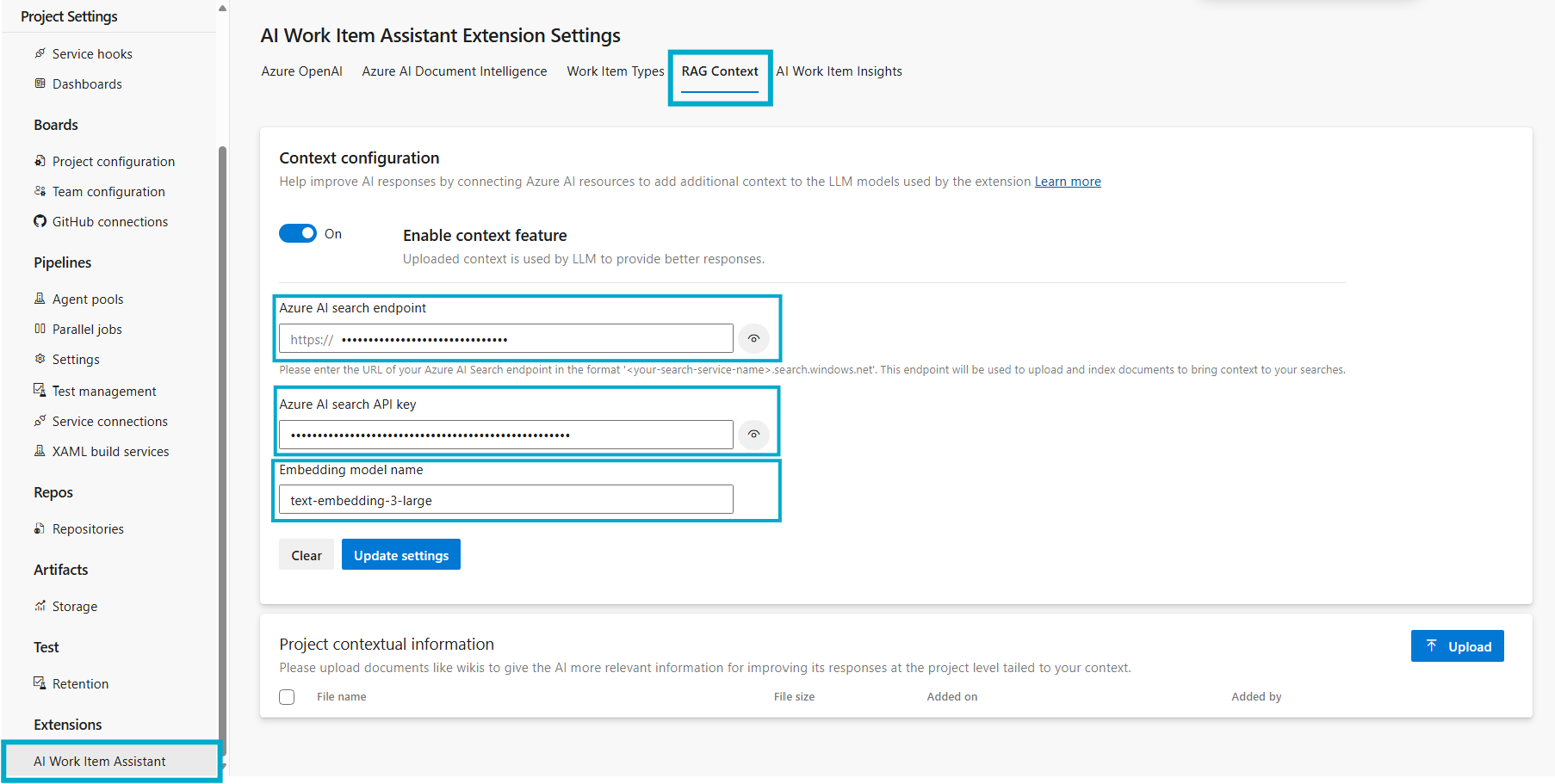 rag-contexts-project-settings